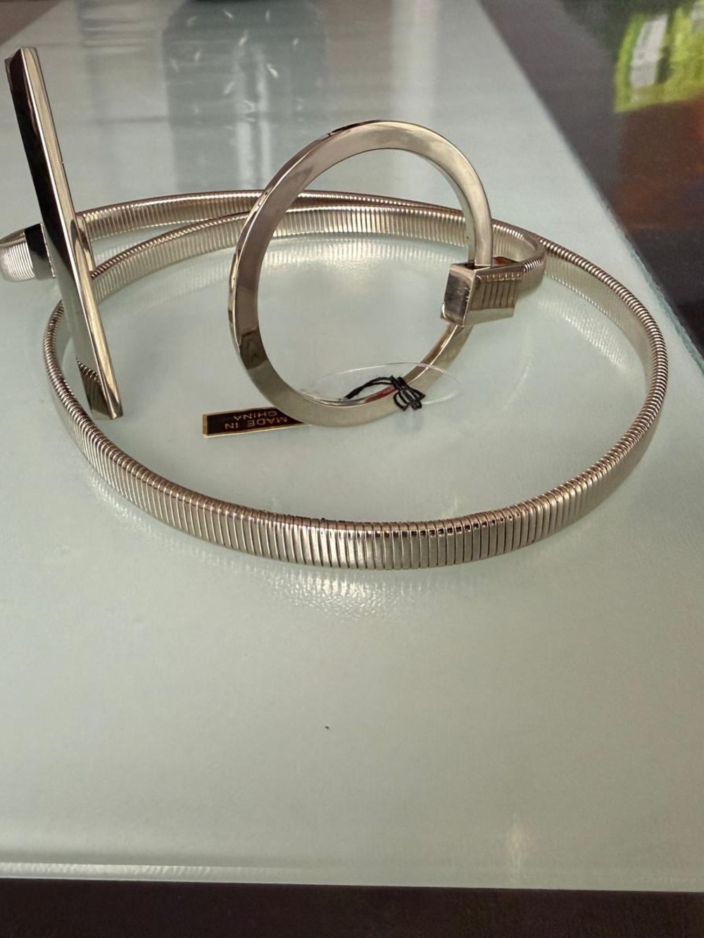 Vintage Silver Stretch Snake Chain Belt Toggle Closure